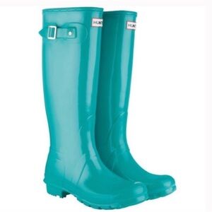 HUNTER women’s original turquoise tall gloss rain boots